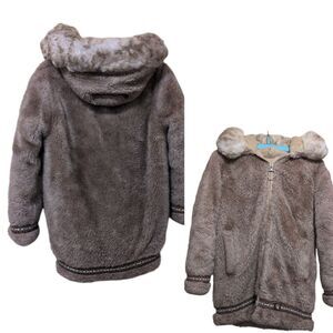 Vintage Hansa-Branta Stearns Down coat faux fur hooded size Small Eskimo Parka